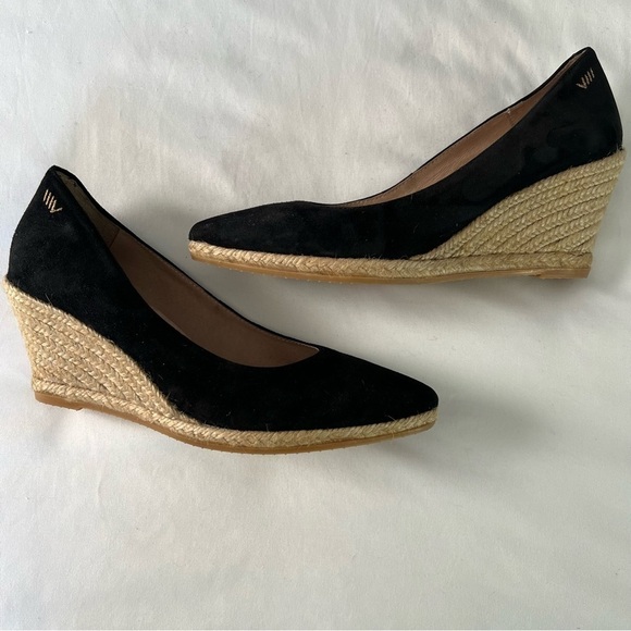 Viscata Shoes - Viscata Limited Edition Black Suede Roses V Cut Espadrille Wedges